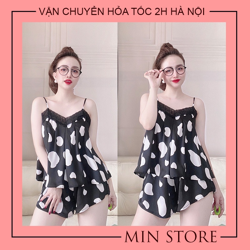 Váy ngủ sexy 2 dây gợi cảm xuyên thấu lụa satin MIN SHOP VN1006 | BigBuy360 - bigbuy360.vn