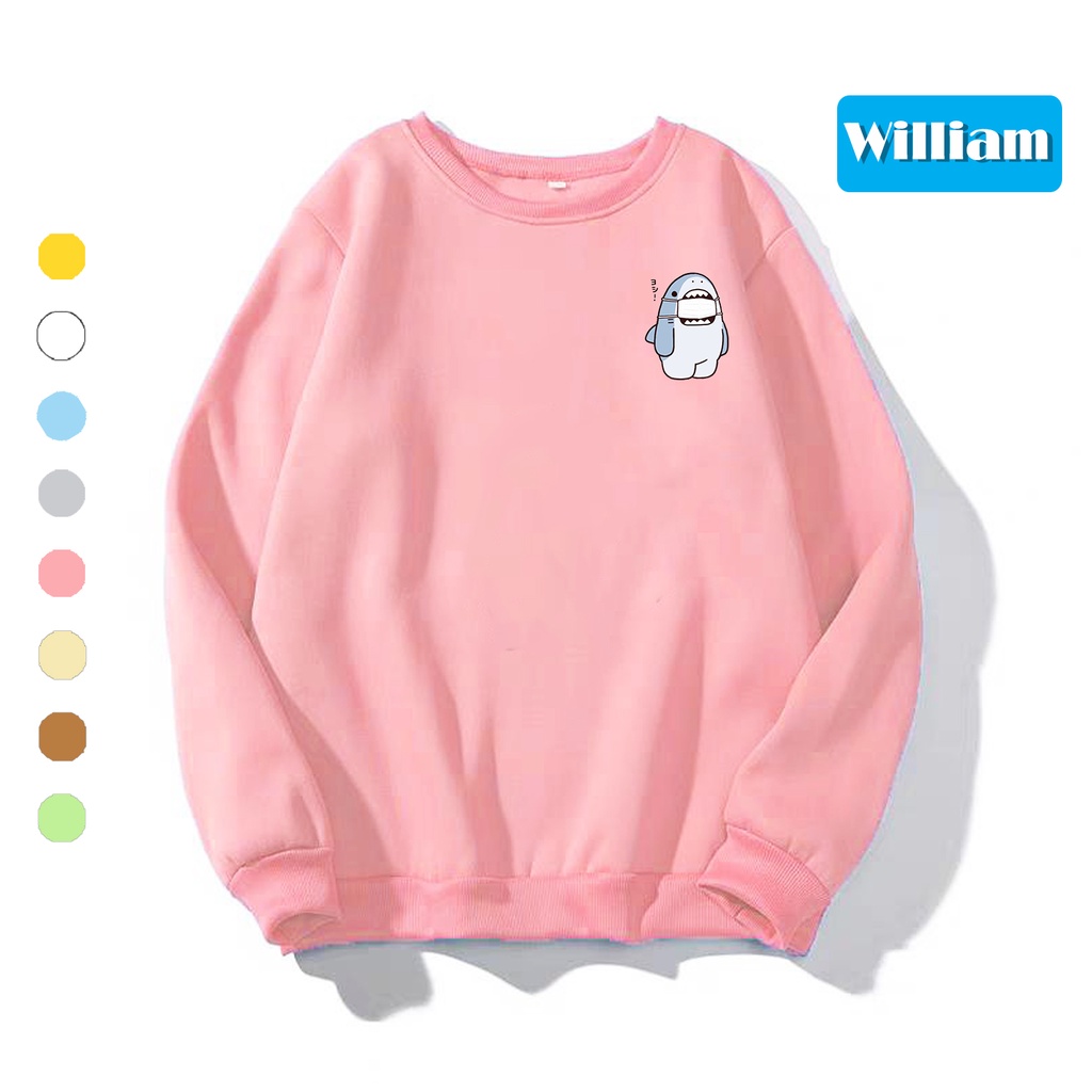 Áo sweater nam nữ in hình Cá Mập, chất nỉ dày dặn, hợp làm áo cặp William - DS142