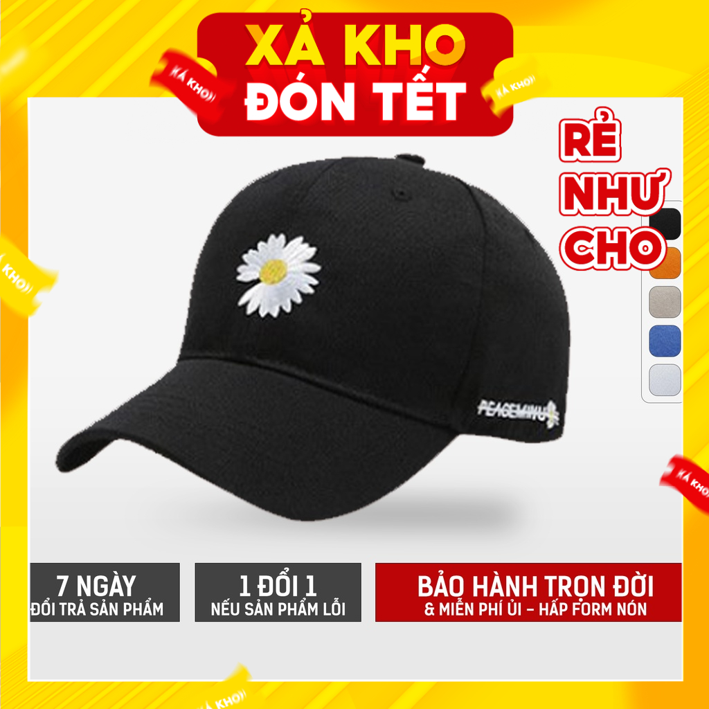 Nón Kết Thêu Họa Tiết Hoa Cúc Mũ Chất Phong Cách Hàn Quốc