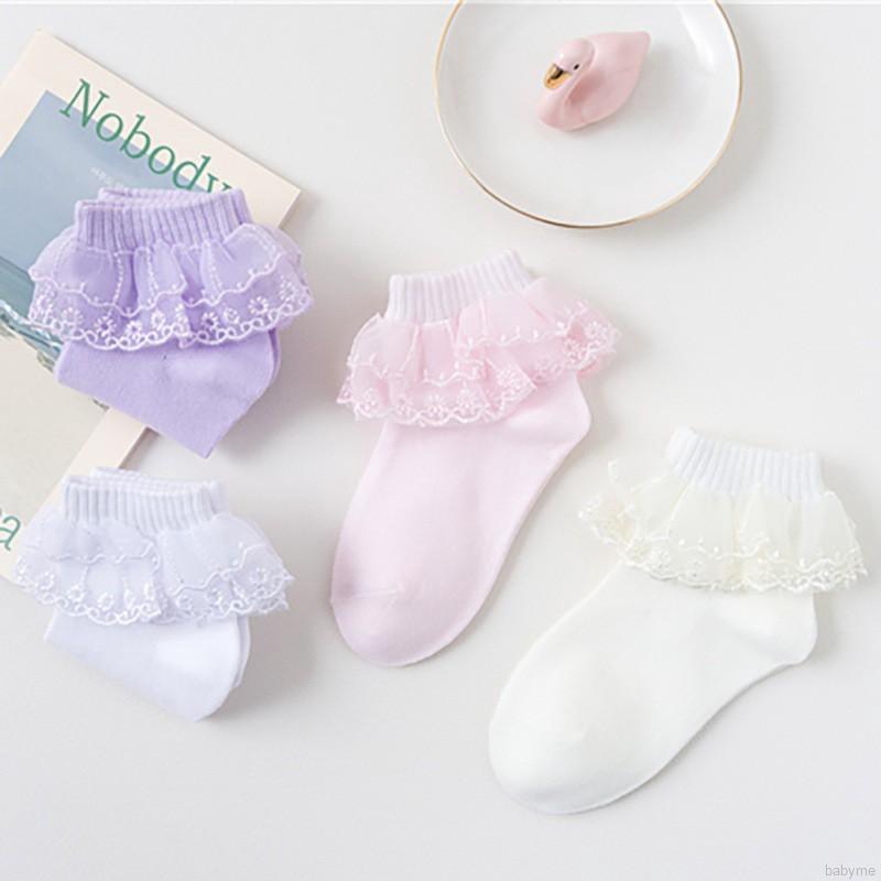 Vớ Vải Cotton Phối Ren Phong Cách Công Chúa Cho Bé Gái
