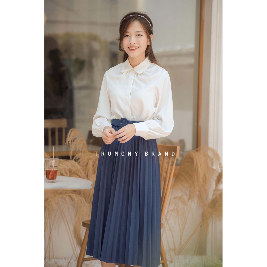 Chân váy xếp ly dài công sở  kèm đai Quảng Châu  không nhũ,  cạp chun, lưng cao - Trumomy | BigBuy360 - bigbuy360.vn