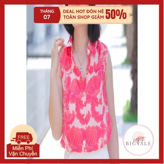 Áo Sơ Mi Nữ Hoa Hồng Sát Nách Cổ Đức - Bigsale_Women