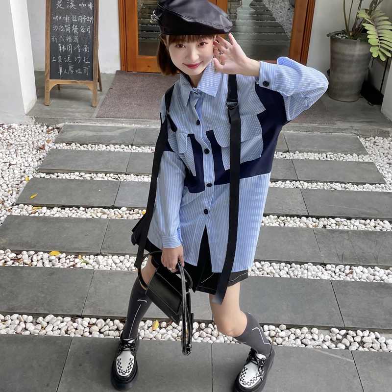 Áo Sơ Mi Dài Tay Kẻ Sọc Thiết Kế Mới Thời Trang Mùa Thu Cho Nữ 2022