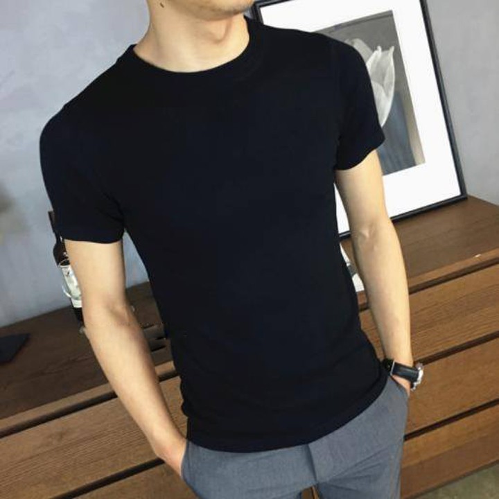 Áo Thun Nam Đen Trơn Chất Mịn Mát Hàn Quốc