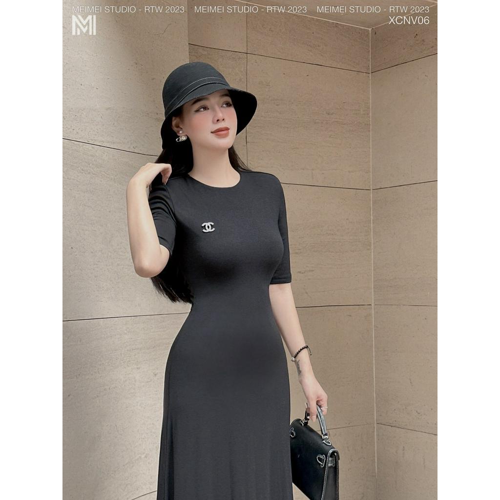 Đầm maxi thun xoắn lưng, Đầm body cộc tay mặc lên tôn dáng, vải thun co giãn thoải mái, mặc đi chơi, đi tiệc | XCNV06