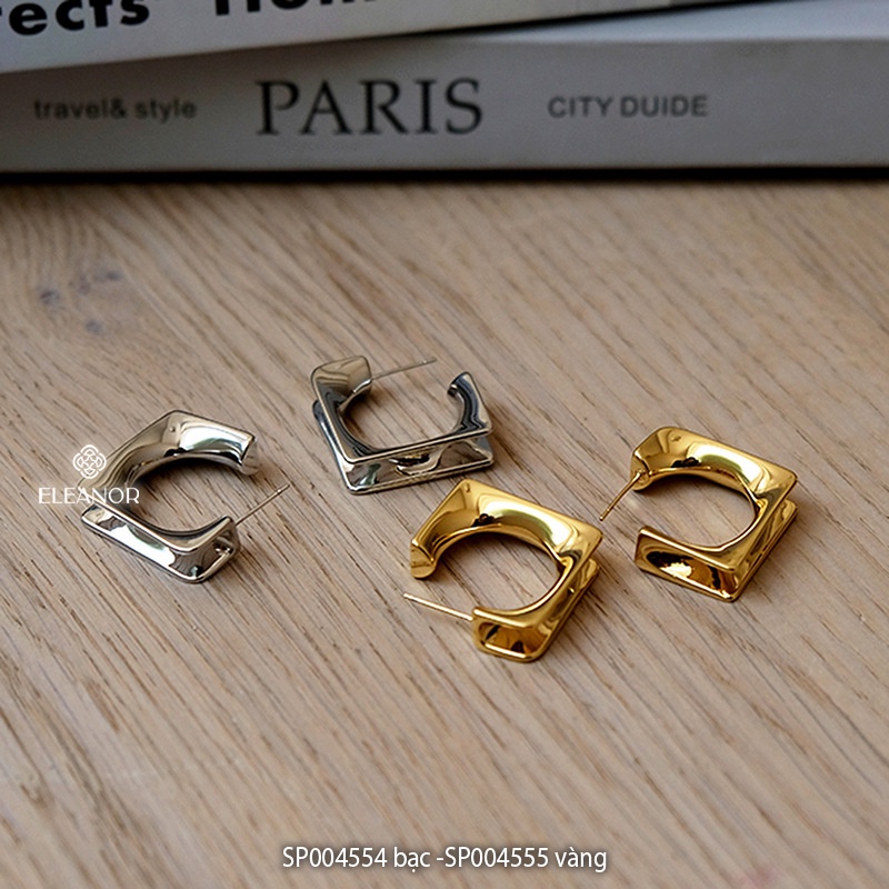 Bông tai nữ chuôi bạc 925 Eleanor Accessories vuông vintage cá tính phụ kiện trang sức 4554