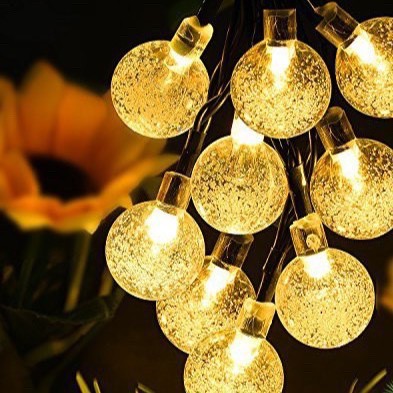 Dây Đèn Led Trang Trí Cherry Ball Bi Bọt Dài 10M 46 Bóng Pha Lê Decor Quán Cafe, Sân Vườn, Quấn Cây