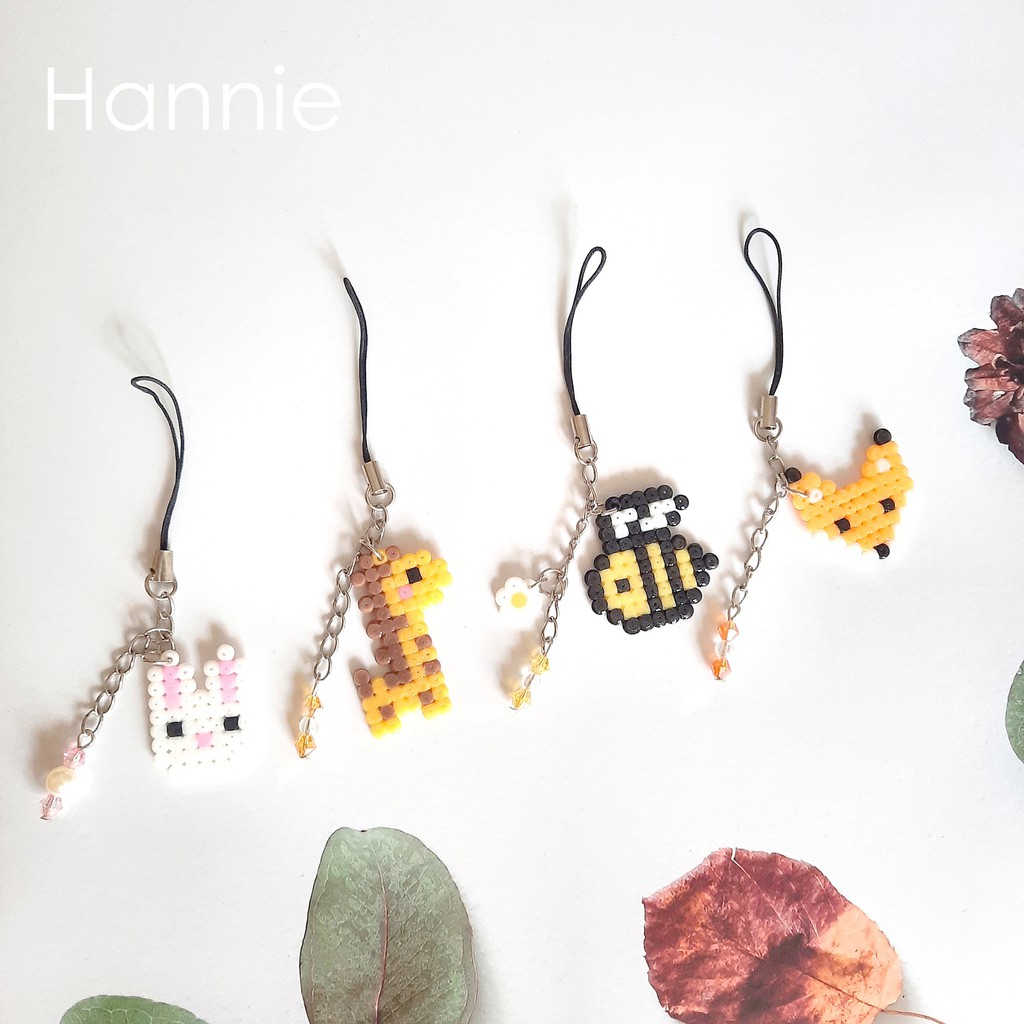 Móc khóa động vật hạt ủi hama/perler bead handmade - Phụ kiện dây treo túi xách balo chìa khóa điện thoại