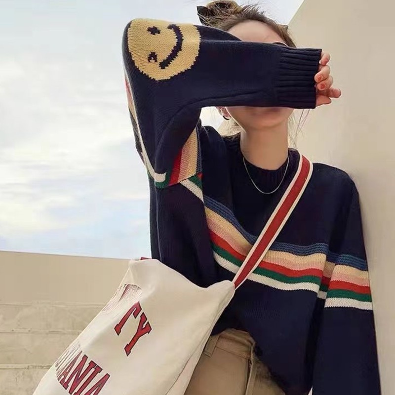 Áo sweater Dệt Kim Dáng Rộng Thiết Kế Mới Thời Trang Mùa Thu Phong Cách Hàn Quốc Cho Nữ