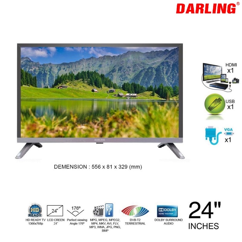 Tivi led 24 inch Darling có tích hợp đầu thu KTS