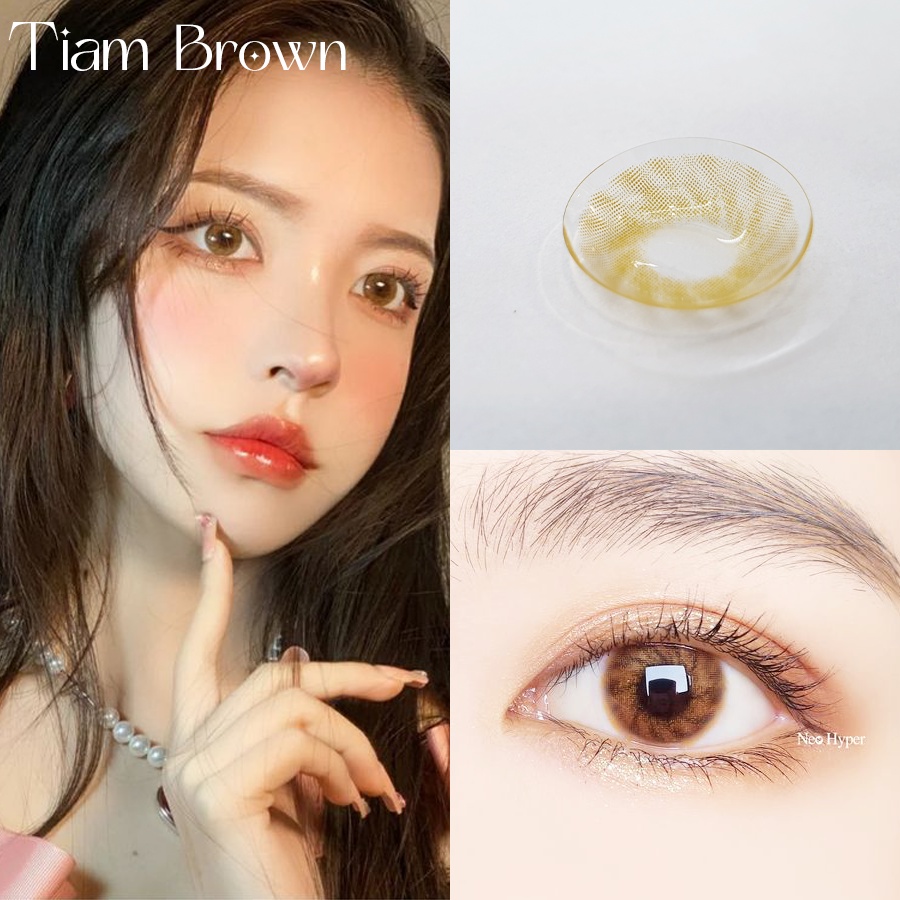 &lt;Lens nâu  ánh vàng kim, vân xoáy trẻ trung&gt; Kính áp tròng Hàn Quốc BLUE EYES TIAM BROWN - Lens cận thời trang Hot