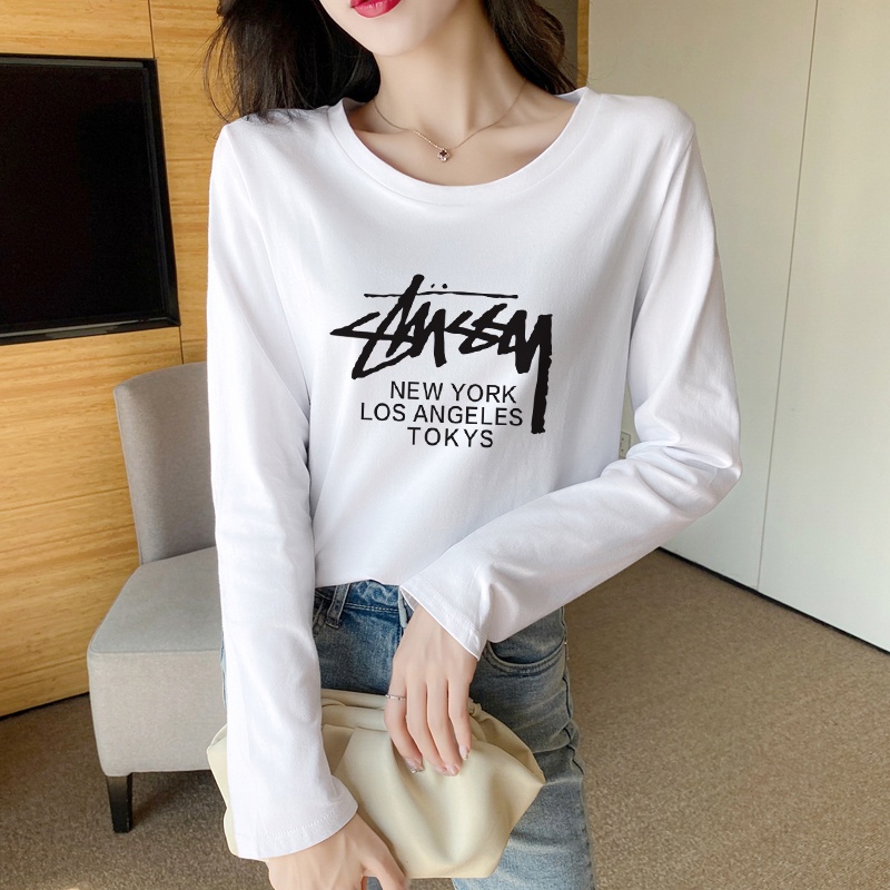 NRVP Áo Thun Nữ Tay Dài 100% Cotton Thời Trang Hàn Quốc