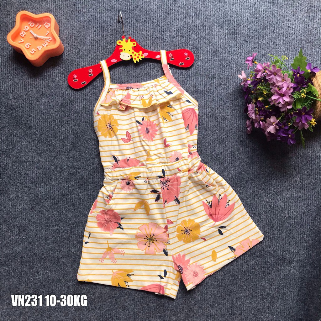 Playsuit Bé Gái, Cotton, Hoạ Tiết Siêu Đẹp, Có Size Từ 8-28KG