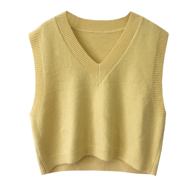 Áo khoác ghi lê dệt kim cổ chữ V thời trang Hàn Quốc cổ điển cho nữ