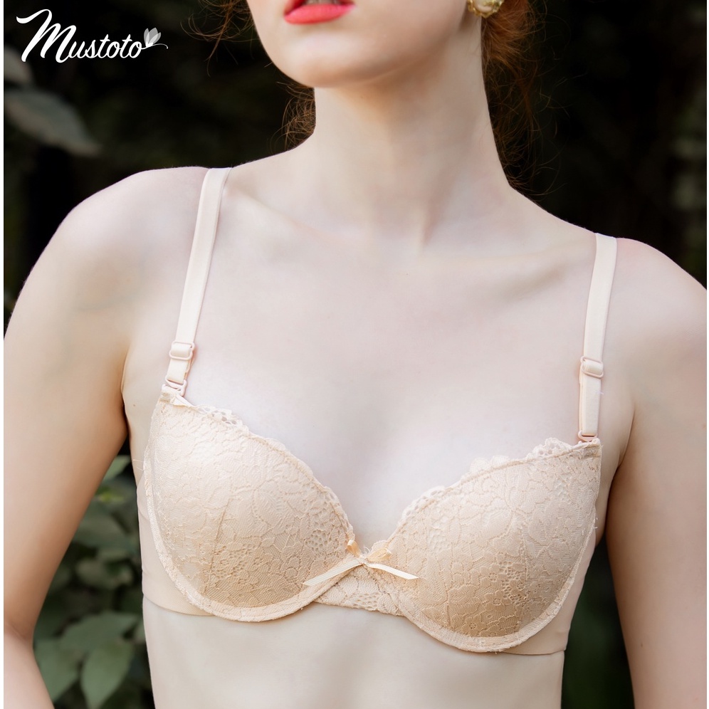 Bộ Đồ Lót Nữ Phối Ren Có Gọng Thoải Mái Gợi Cảm Da Nhạt (Mustoto MA19 MQ23)