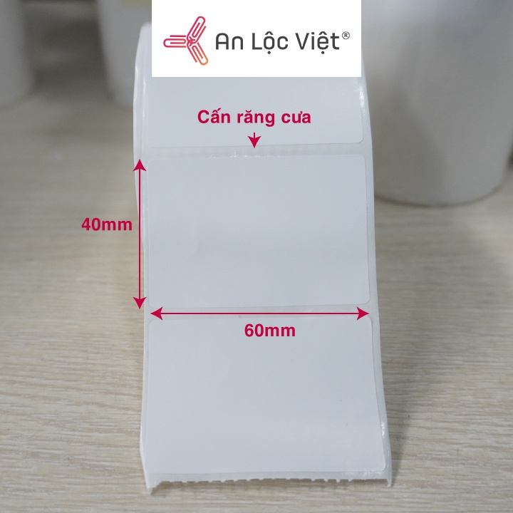 Cuộn decal nhiệt, in tem trà sữa 1 tem 60x40mm x 700 tem trắng có độ dính cao, mặt decal sáng bóng, mực lâu phai