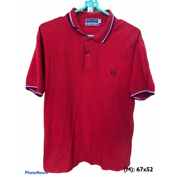 Áo thun ngắn tay có cổ hiệu Fred Perry màu đỏ basic logo size M