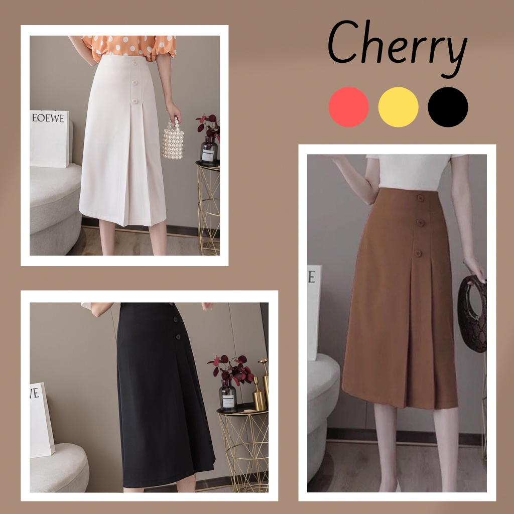 Chân váy dài chữ a công sở xếp ly cao cấp chất đẹp CHERRY V050