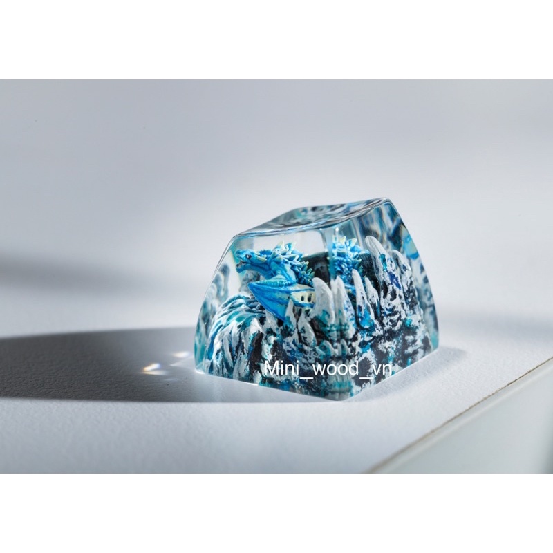 Nút bàn phím cơ Rồng Xanh.Keycap resin Dragon Blue.Keycap Artisan