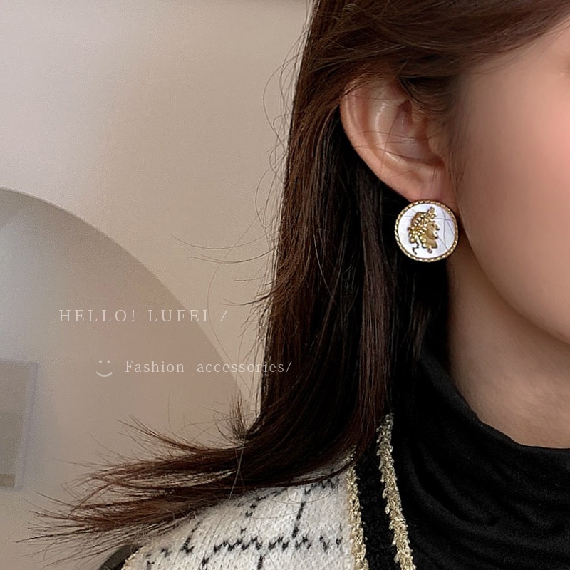 Khuyên Tai Tròn Mạ Bạc 925 Phong Cách Retro Độc Đáo Cho Nữ