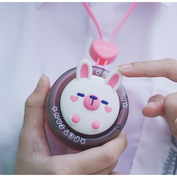 Quạt Cầm Tay Đẹp Quạt Mini Đeo Cổ Dây Chuyền Thú Cưng Siêu Dễ Thương, Có Dây Sạc Tiện Lợi
