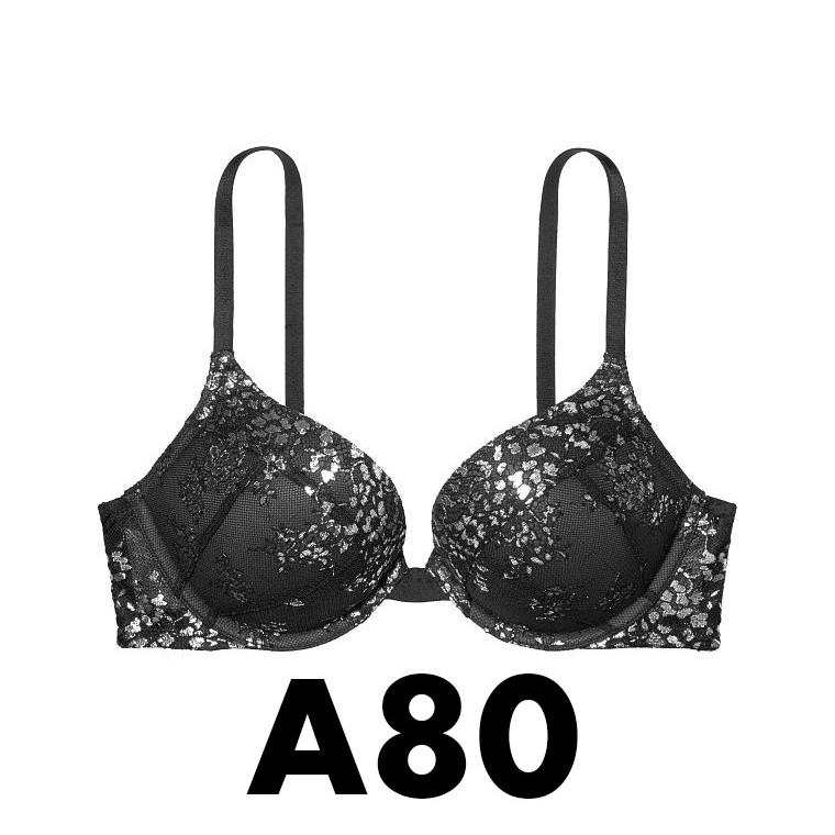 (Bill Mỹ 36AA, A80) - Áo đen lấp lánh, siêu nâng, gài trước, Bombshell Add-2-cups, Black Lurex - Victoria Secret USA | BigBuy360 - bigbuy360.vn