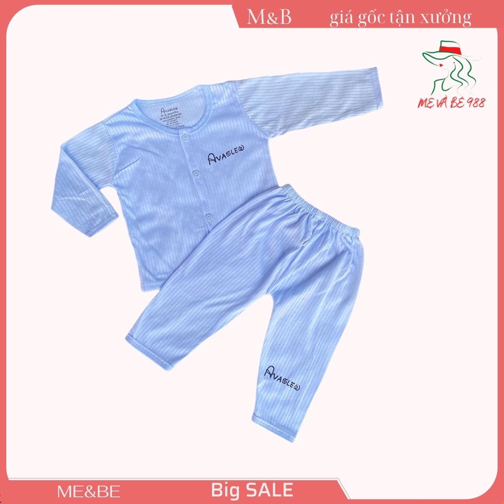 Đồ bộ dài tay tăm tre AVA cotton giấy cho bé trai gái trẻ sơ sinh cúc cài vai cho bé từ 3-15kg M&B shop