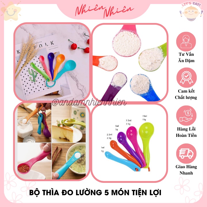 Bộ thìa muỗng đong đo lường 5 món tiện lợi dùng cho làm bánh bé ăn dặm hoặc nhà bếp