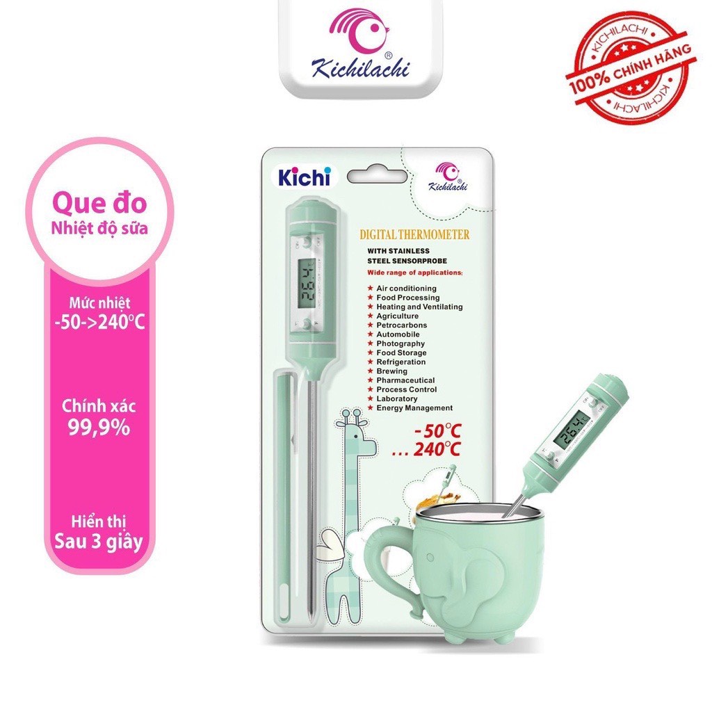 Nhiệt kế đo nhiệt độ nước pha sữa điện tử que đo nhiệt độ nước, cháo, chất lỏng KICHILACHI hàng chính hãng