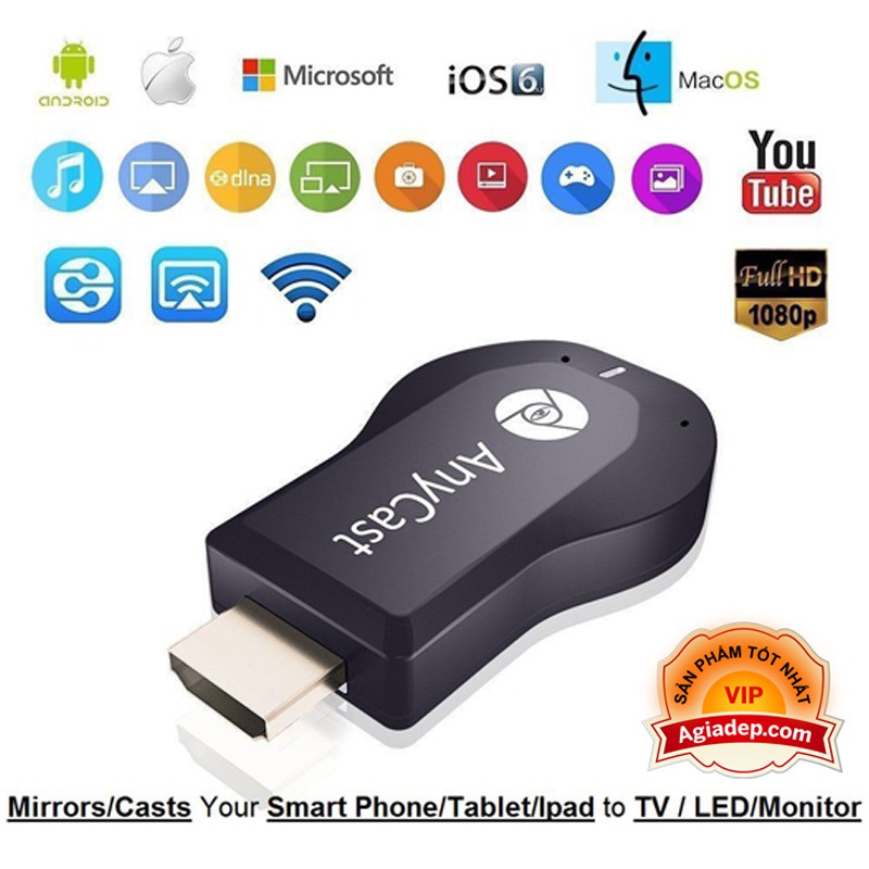[ Anycast thiết bị kết nối điện thoại với màn hình TV tivi  - Xịn của Agiadep.com