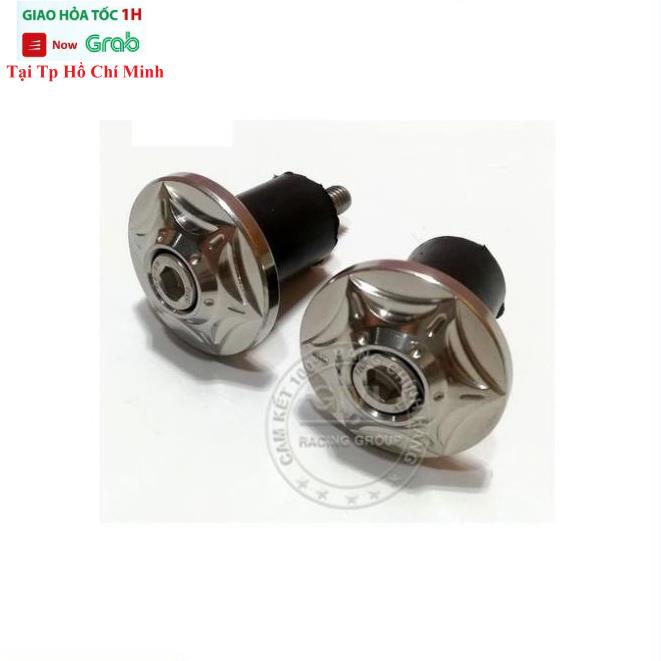 Cặp Gù Tay Lái Ngôi Sao 6 Cánh Inox Màu Bạc, 5 Cánh Titan