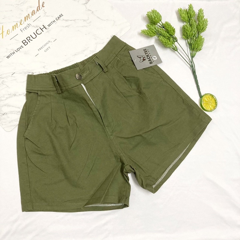 Quần đùi nữ kaki thun co giãn vừa - Quần short nữ lưng cao - size từ 40kg-52kg - KAKIDK