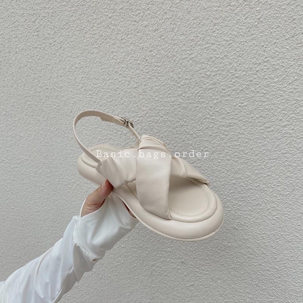 Dép sandal quai chéo da nhún nhẹ phong cách ulzzang thời trang nữ