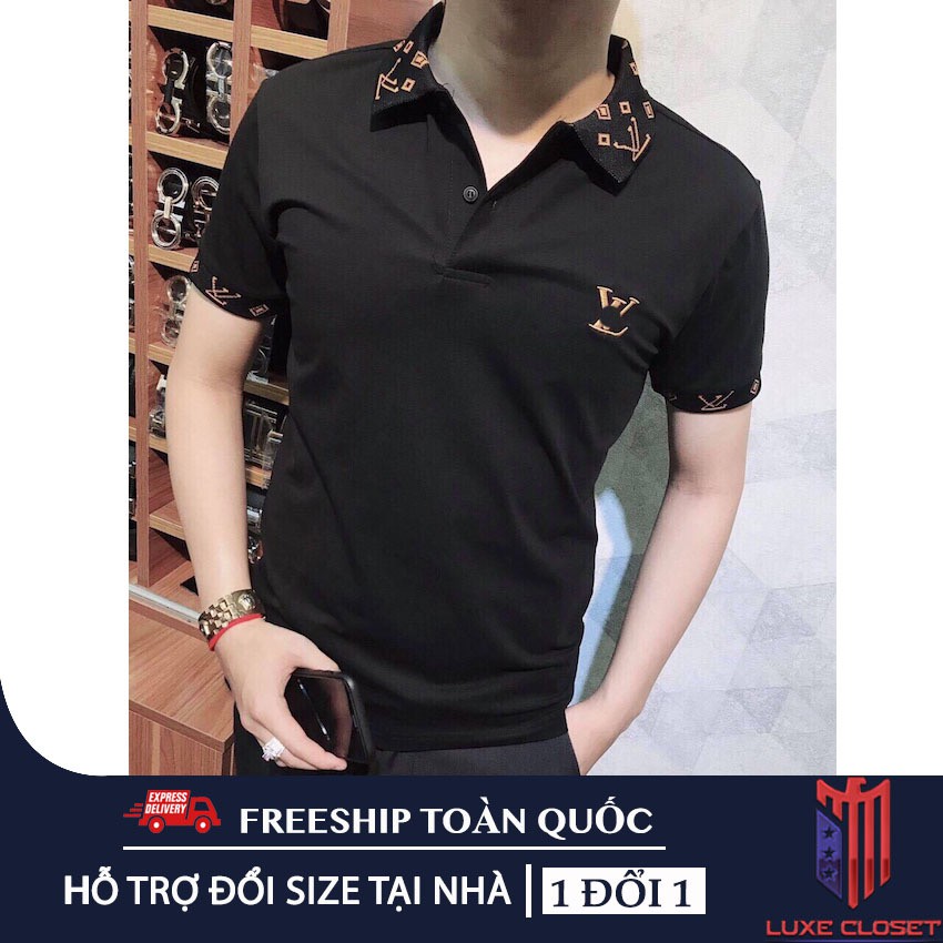 Áo thun nam cổ bẻ Hàn Quốc phối logo cao cấp cá tính AHQ146