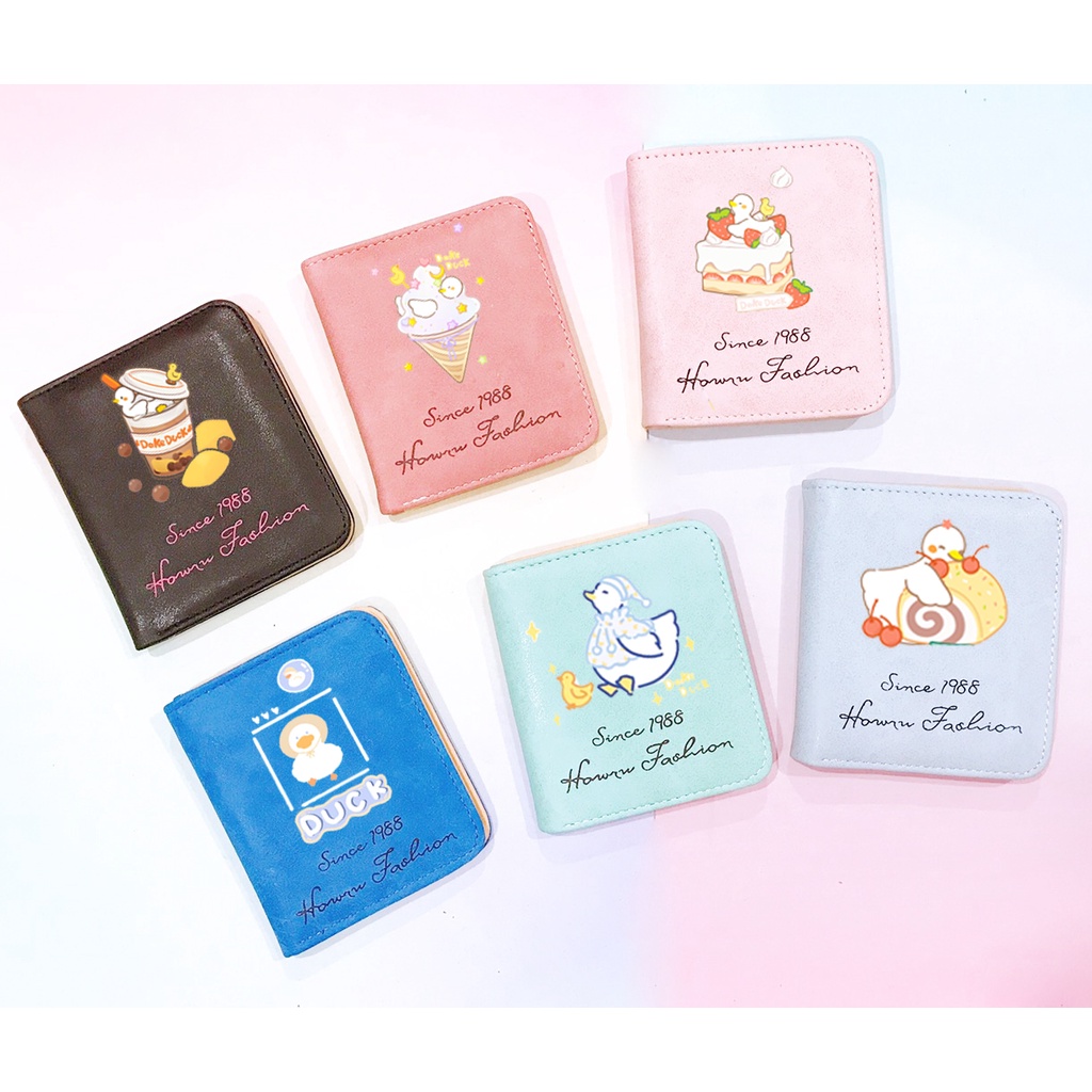 Ví cổ trang da lộn dạng ngắn VLNI38 dake duck vịt nomo bóp cầm tay bóp cầm tay kiểu