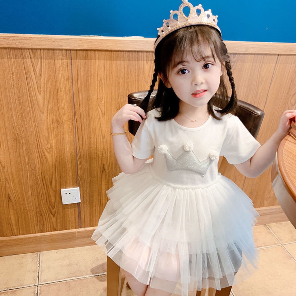 [Kacily]Váy công chúa 0-4 tuổi váy ngủ cho trẻ em váy quần áo ngắn tay