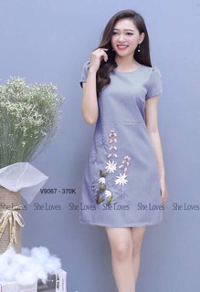 Đầm suông thêu hoa cực đẹp