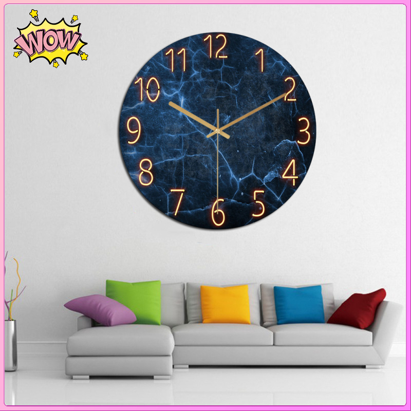 [SAKURA HOME]12 Inch Fashion Glass Quartz Clock,Home Living Quiet Silent,Simple Clock Mute Wall Clock,Living Room Clock Glass Wall Watch
