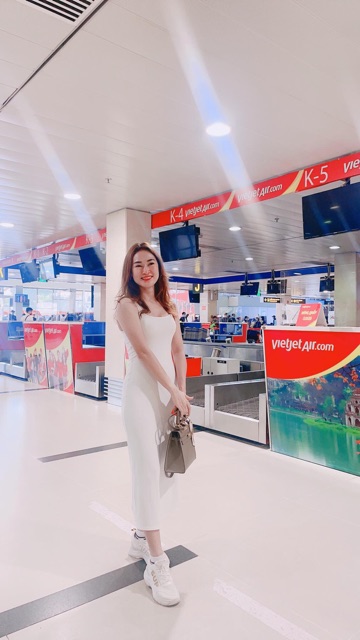 Váy nữ đầm body maxi 3 lỗ cổ chữ U dáng dài váy đầm maxi sang chảnh Annastore