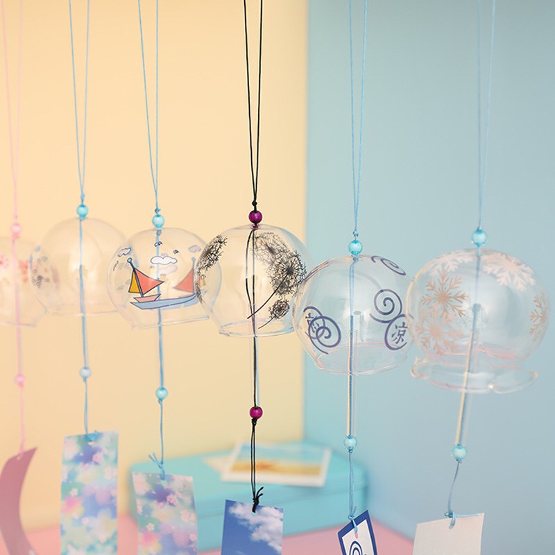 Chuông gió thủy tinh Furin mẫu Hoa Hướng Dương quà tặng Nhật Bản trang trí bàn học trang trí nhà cửa đẹp