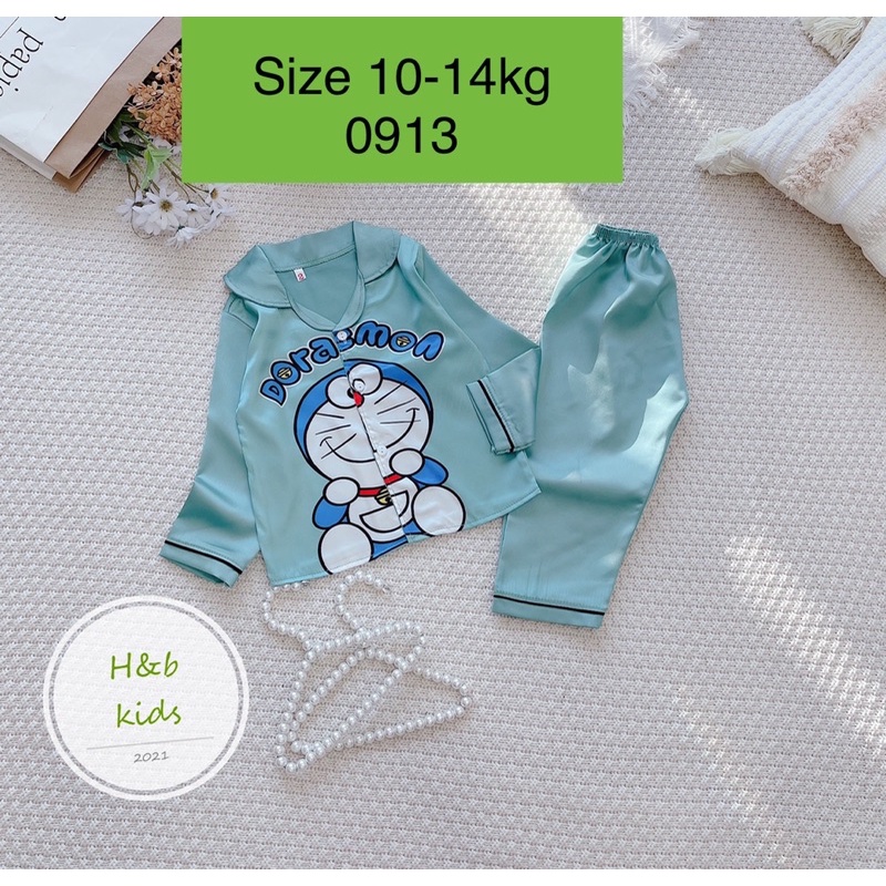 Pizama lụa satin cho bé size 10-14kg