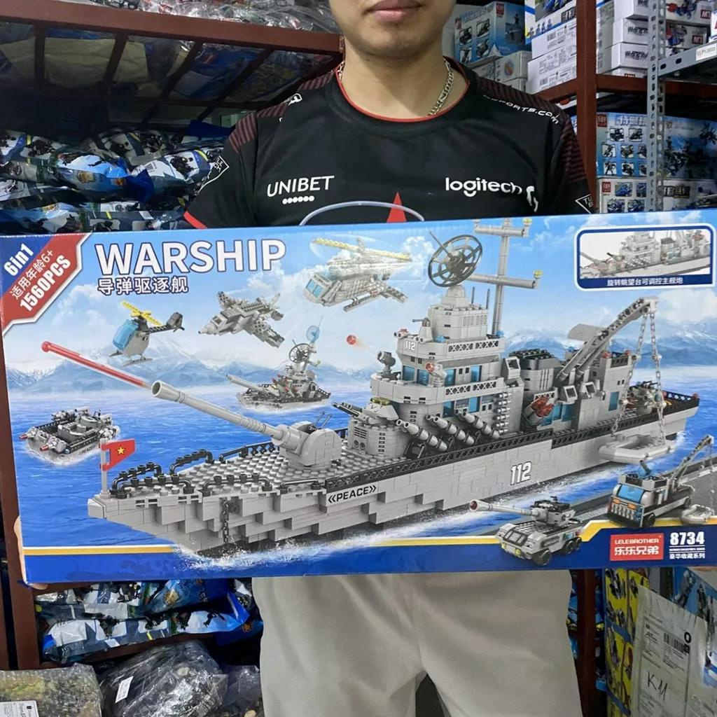 Đồ chơi xếp hình hạm đội tàu chiến tên lửa với 1560 chi tiết dài 75cm nhiều kiểu chơi khác nhau