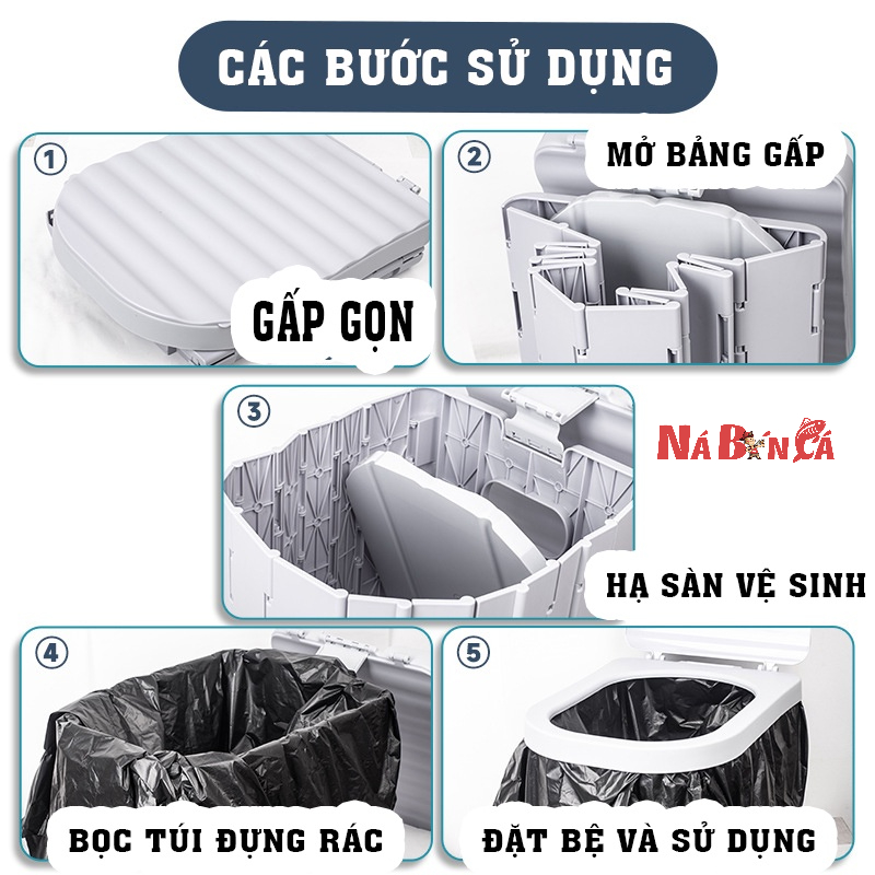 Bồn cầu dã ngoại cắm trại gấp gọn đi vệ sinh cỡ lớn, tiện dụng khi đi du lịch cắm trại, dã ngoại-DCP14