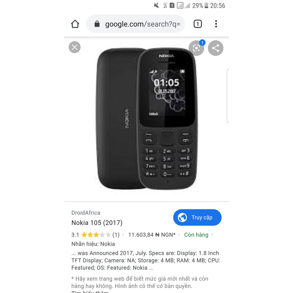 NOKIA N105 - 3G,4G,hãng chính hãng