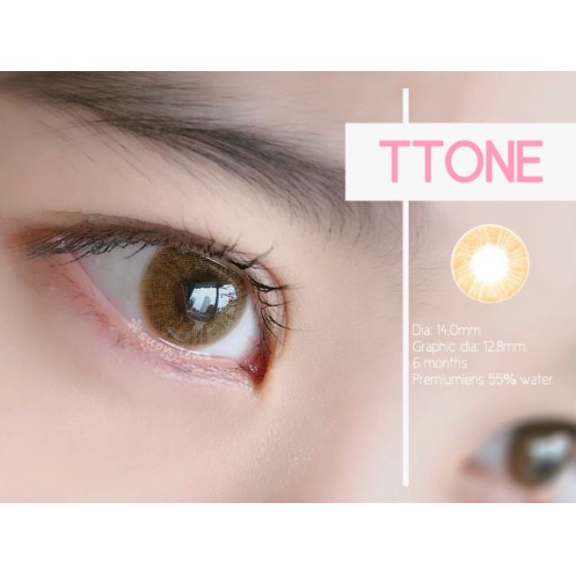 [Video thật] Lens nâu tây tự nhiên TTONE BROWN, kính áp tròng Hàn Quốc chính hãng Olens 14mm, tông cam ấm nhẹ siêu êm