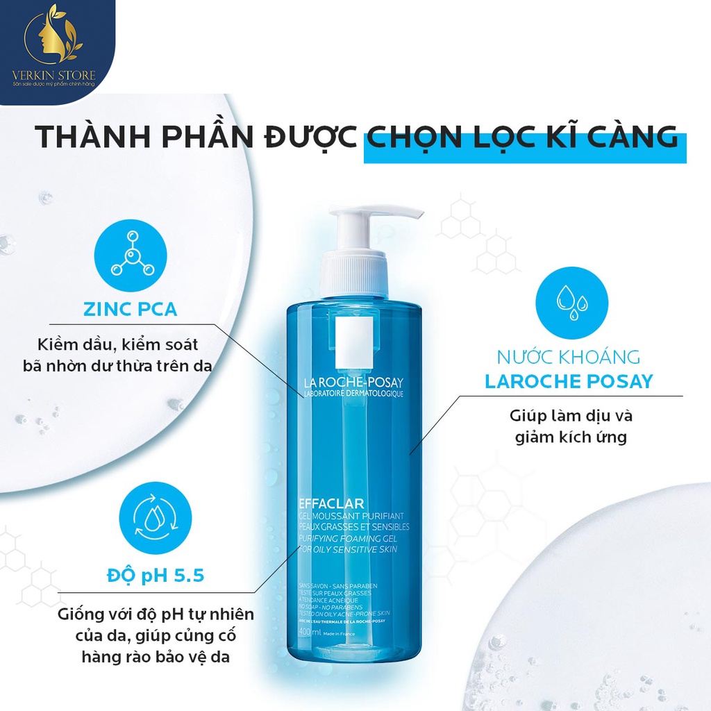 Sữa rửa mặt La Roche-Posay Effaclar tạo bọt cho da dầu nhạy cảm  - Verkin Store