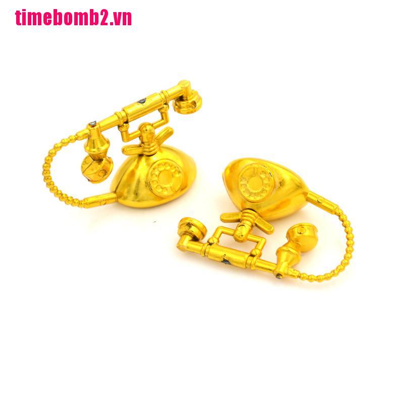 Bộ 2 điện thoại mini phong cách cổ điển cỡ 5cm trang trí nhà búp bê