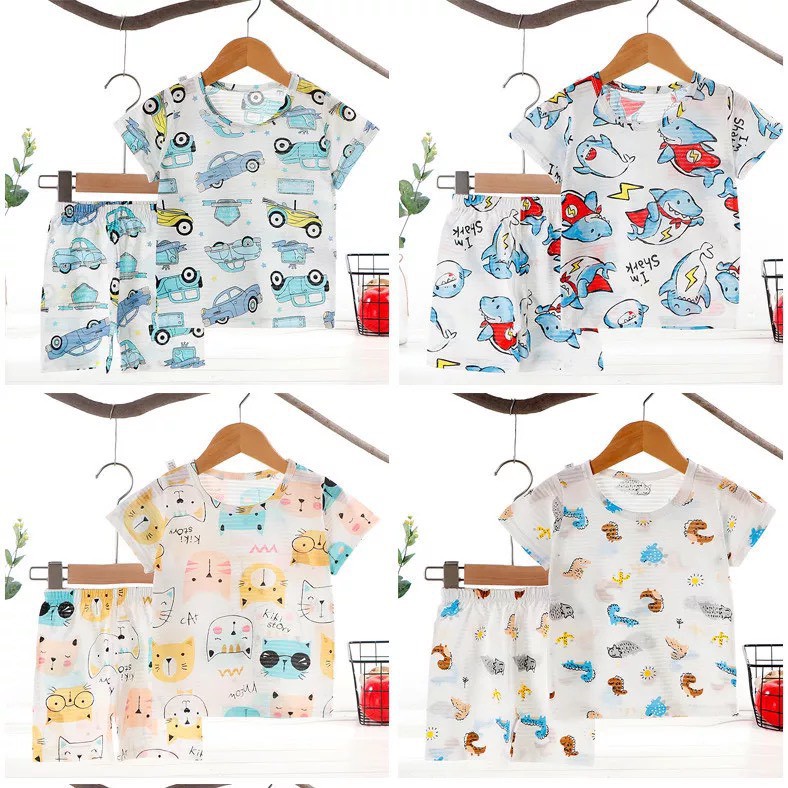 [Mẫu Mới 2021] Bộ Đồ Cotton Cộc Tay Sợi Tre Mặc Hè Chất Đẹp Cho Bé