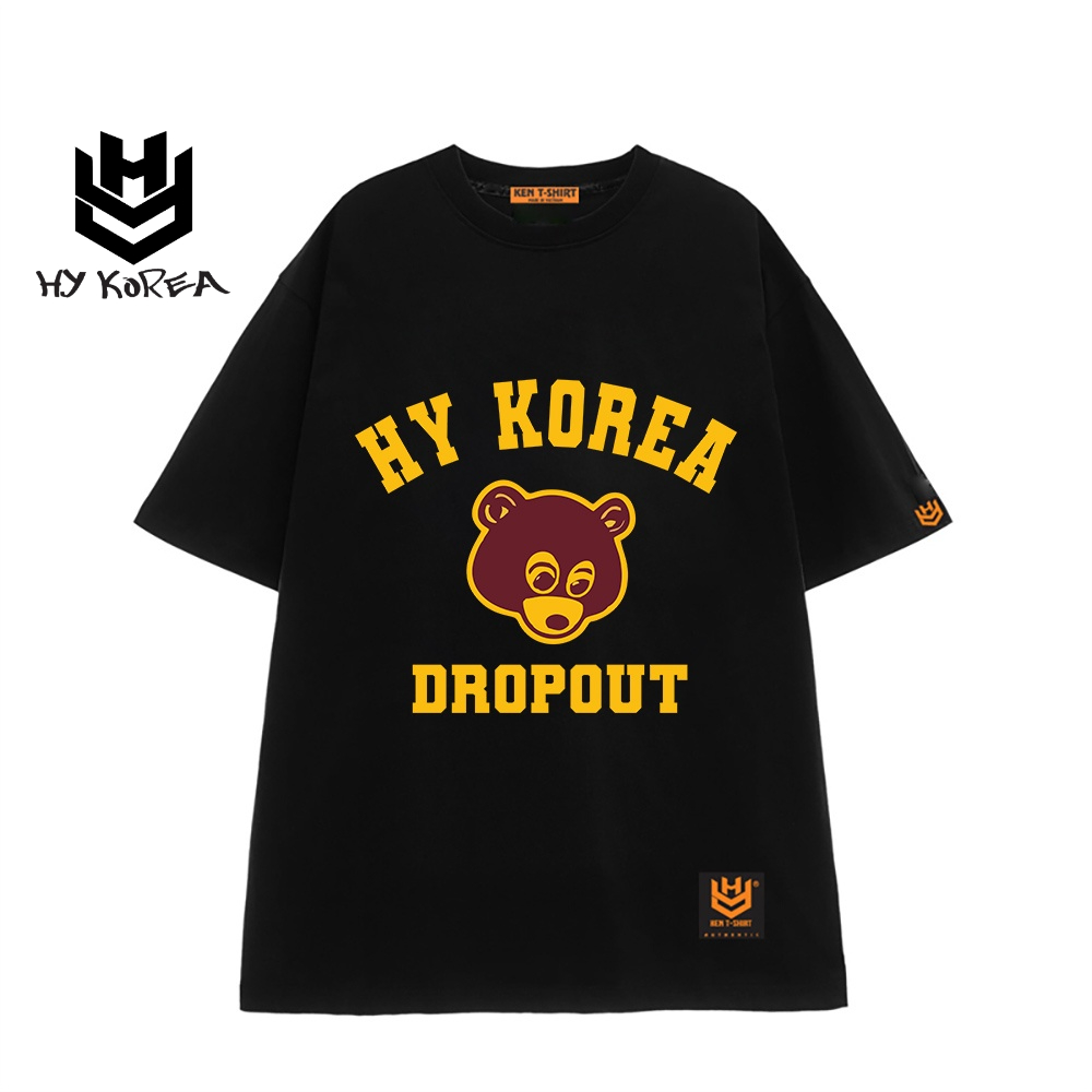 Áo thun tay lỡ HY KOREA nam nữ form rộng in hình Gấu Dropout 517