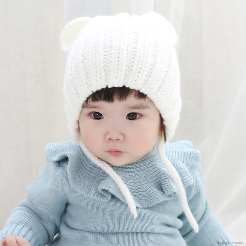 Mũ len đan trùm đầu ấm áp xinh xắn đáng yêu dành cho bé